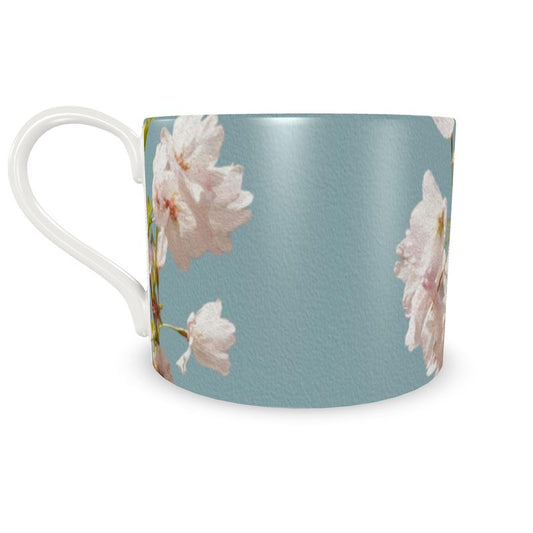 Taza Flores de Cerezo Azul grande con plato