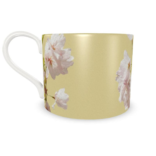 Taza Flores de Cerezo Amarillo grande con plato