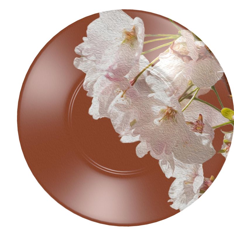 Taza Flores de Cerezo Marrón grande con plato