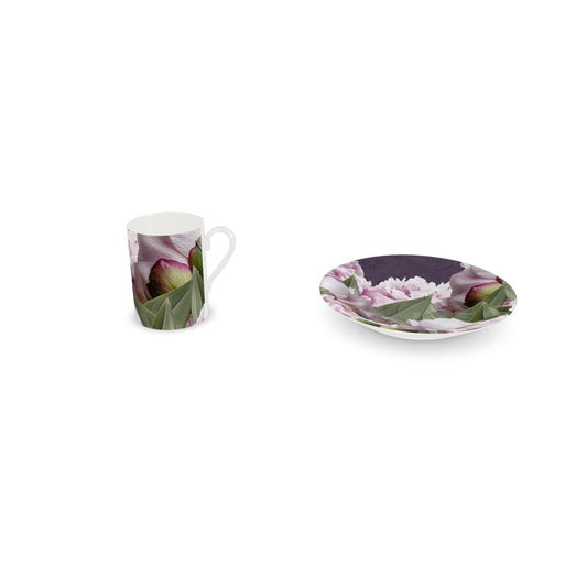 Taza Peonías Violeta espresso con plato