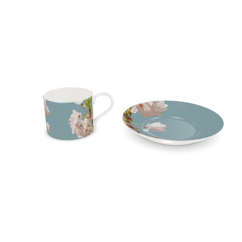 Taza y Plato Flores de Cerezo