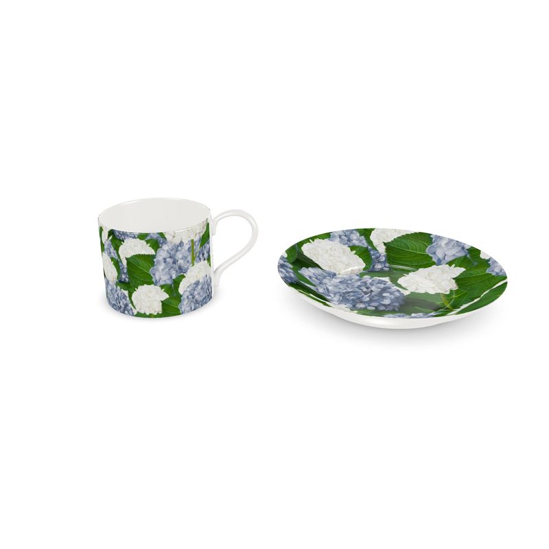 Taza y Plato Hortensias