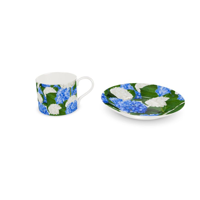 Taza y Plato Hortensias
