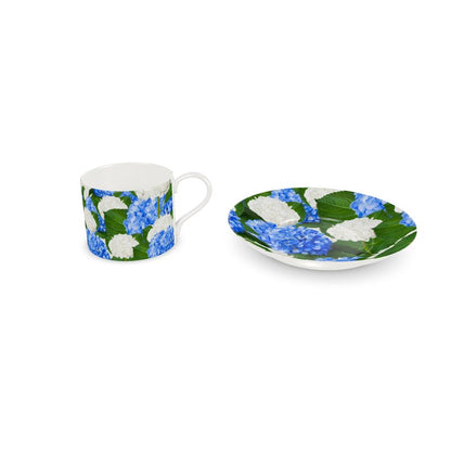 Taza y Plato Hortensias
