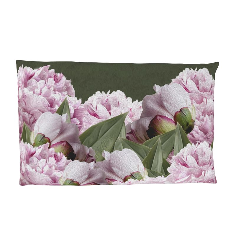 Funda almohada peonia verde