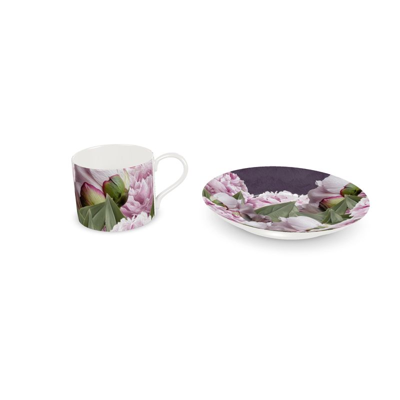 Taza y Plato Peonías