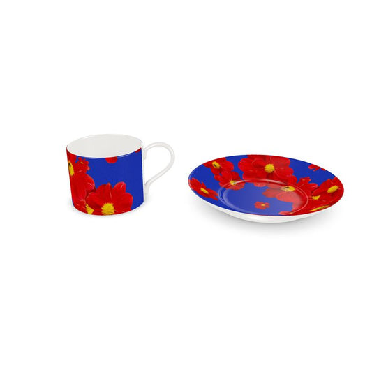 Taza Cosmos Azul grande con plato