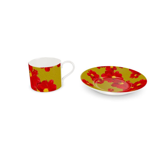 Taza Cosmos Amarillo grande con plato