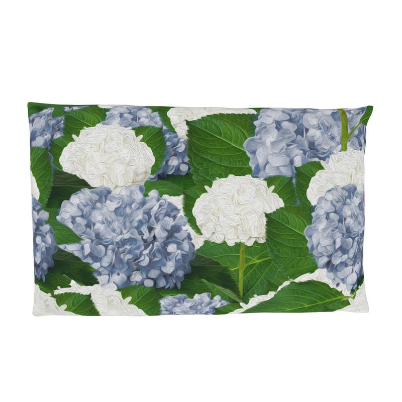 Funda almohada hortensia celeste