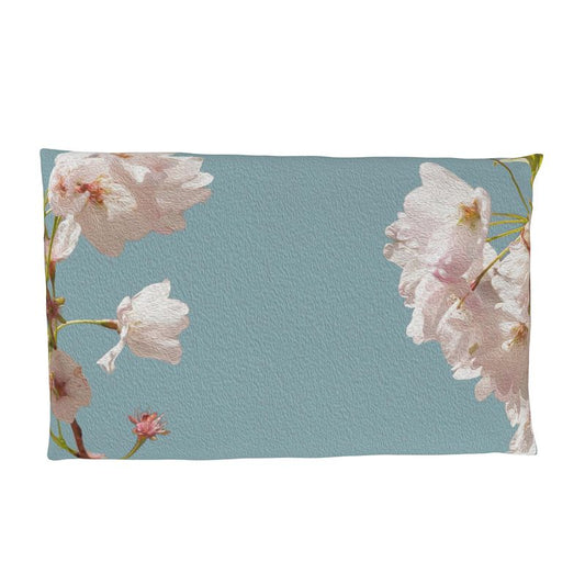 Funda de Almohada Flores de Cerezo Celeste