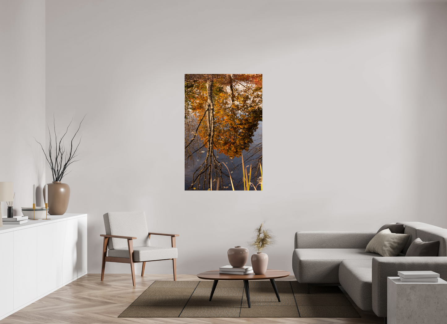 36 x 54″, Fotos Male Reflejo arboles