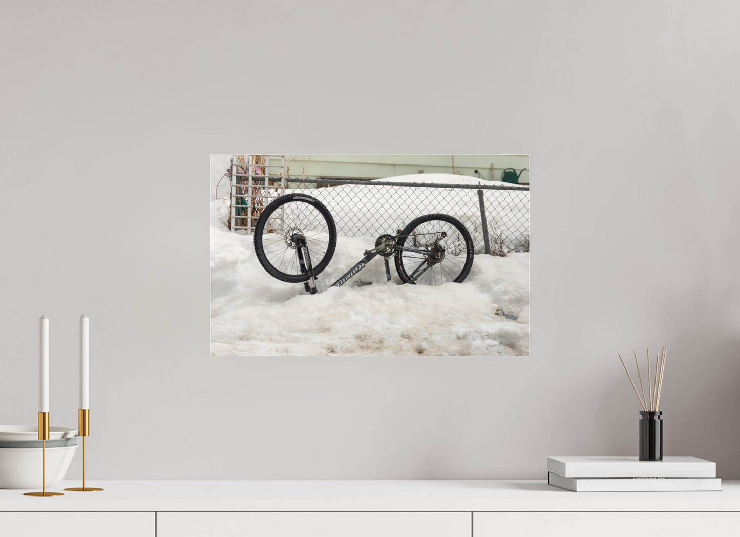 19.1 x 12″, Fotos Male Bici en la nieve